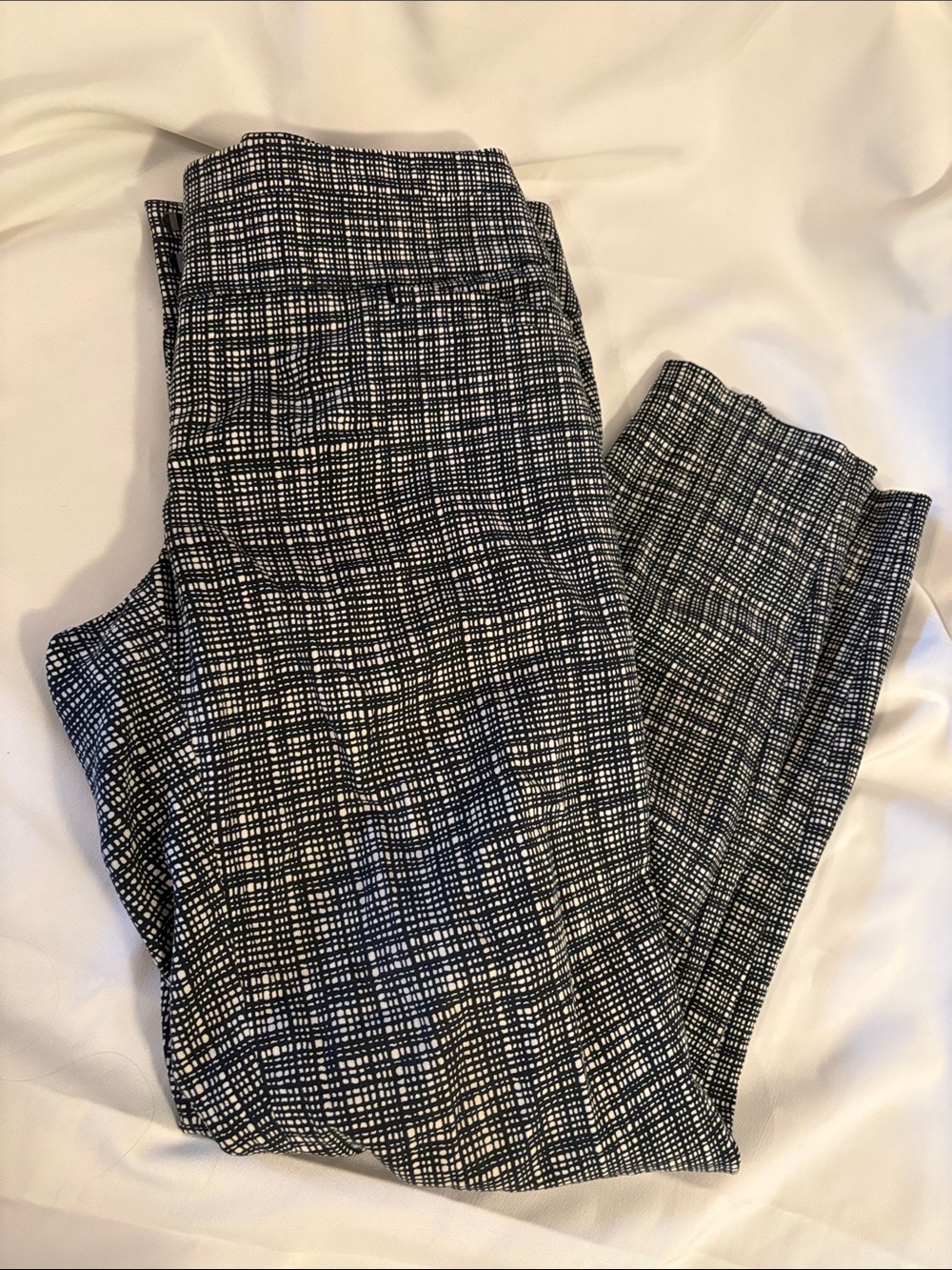 LOFT Black & White Grid Straight-Leg Pants